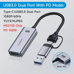 Hagibis USB 3.0 Video Capture Card with 100W PD - High-Performance HDMI to USB/Type-C Gaming Live Streaming Video Recorder (PD Model)