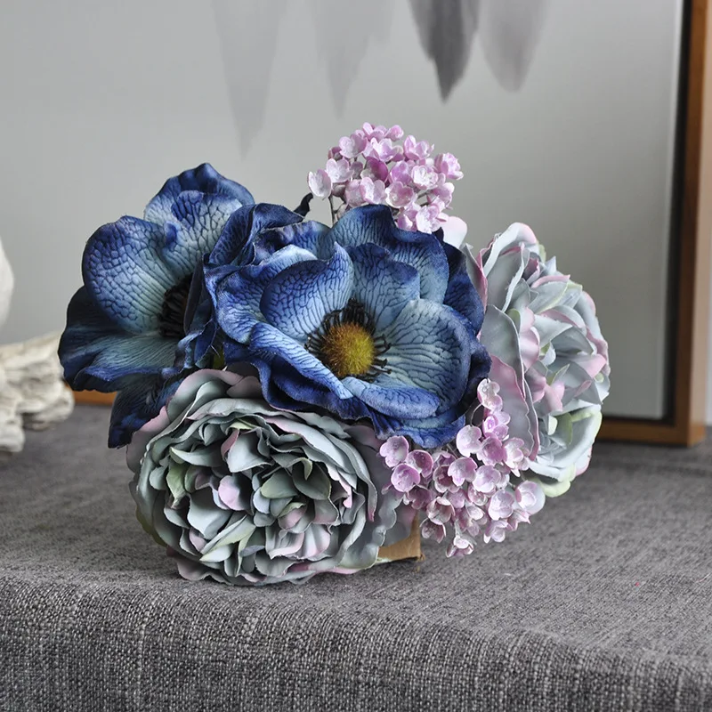 Nordic Fragrant Mountain Peony Bouquet Simulation Flower Fresh Hand Holding Fake Flowers Simple Wedding Bride Hand Tie Anemone