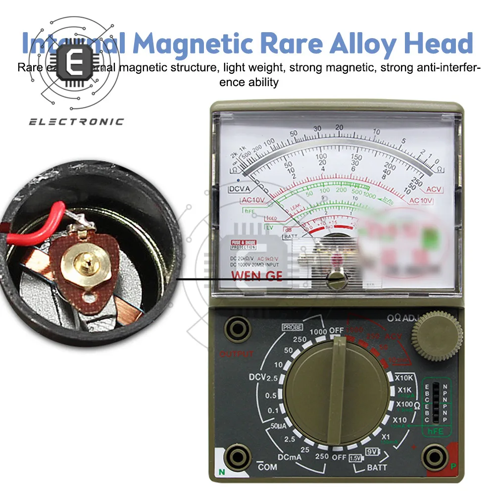 Analog Multimeter DE-960TR AC DC Volt Ohm Current Testing Electrical Multitester