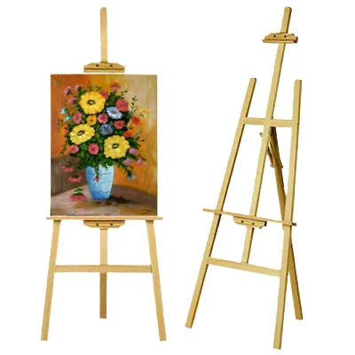 150 cm professionelle Studio-Staffelei, Künstler-Staffelei aus massivem Kiefernholz, faltbar und verstellbar, A-Rahmen-Staffelei-Ständer für Kunsthandwerk-Display