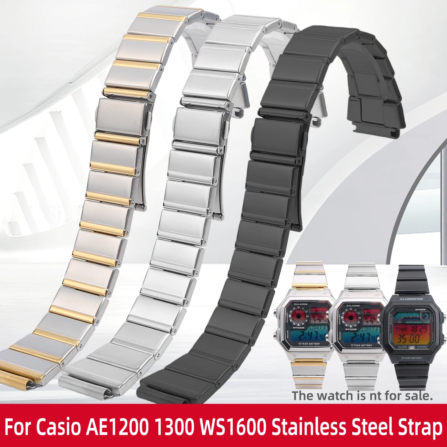 Premium Stainless Steel Modified Watch Strap, 18mm - Elegant Metal Bracelet Design
