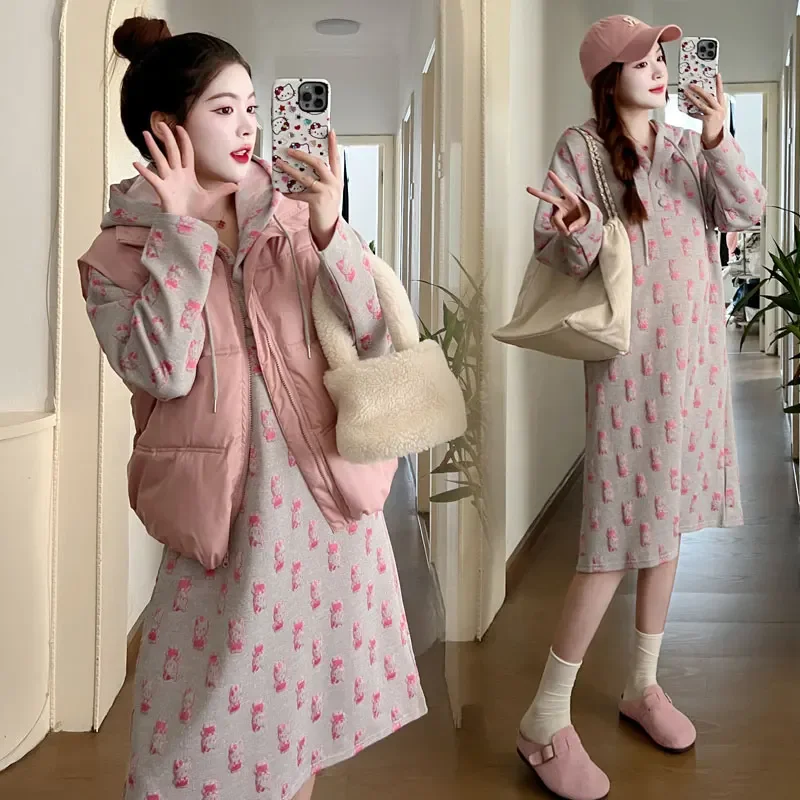 Winter Plus Size Maternity Clothes Fashion Pregnant Woman Cotton Outerwear Sleeveless Down Coats Pregnancy Vest Jackets Loose