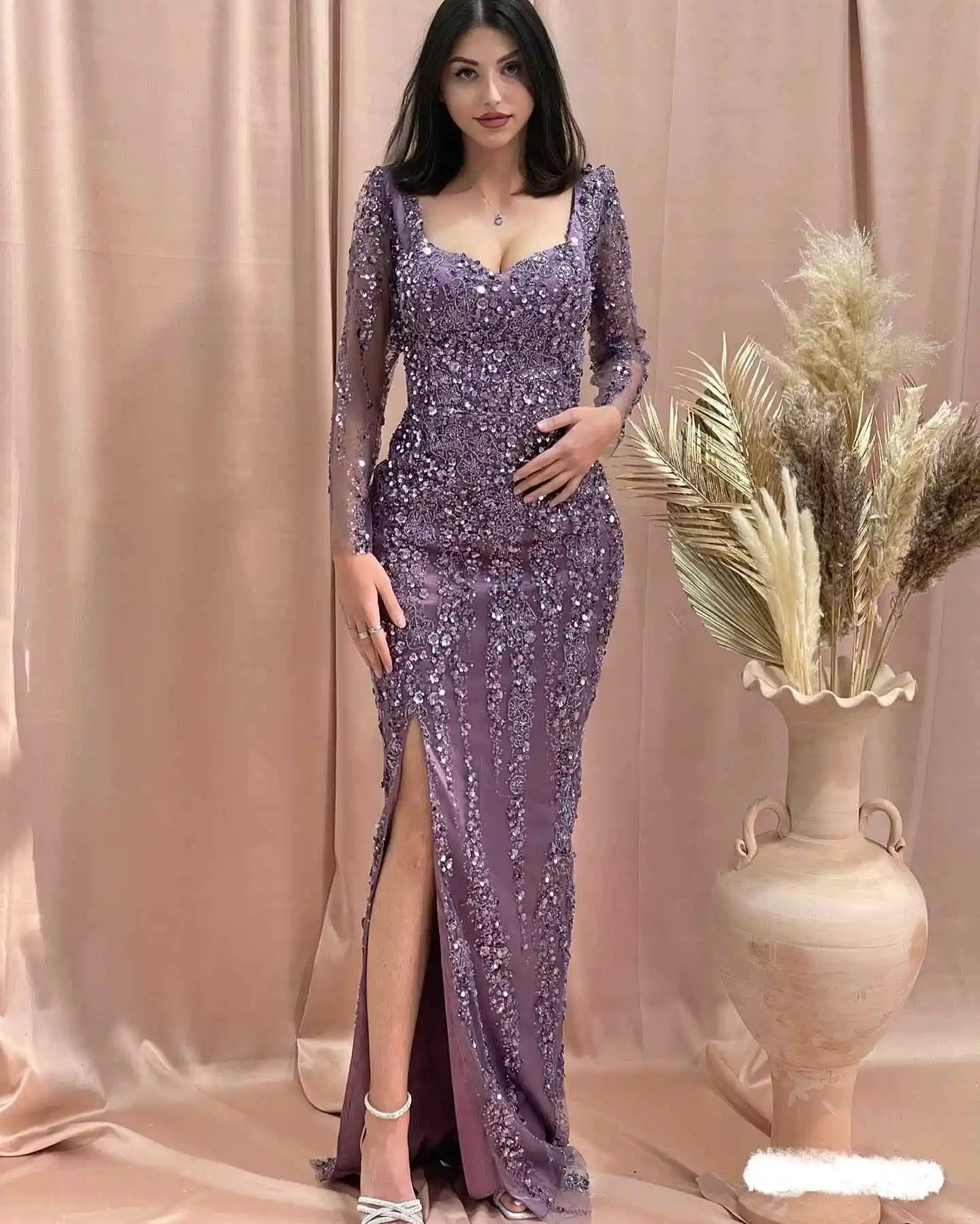 Enchanting And Elegant Cocktail Dresses Sweetheart Appliques Beading High fork Sequined Brush Train Formal Dress Made
