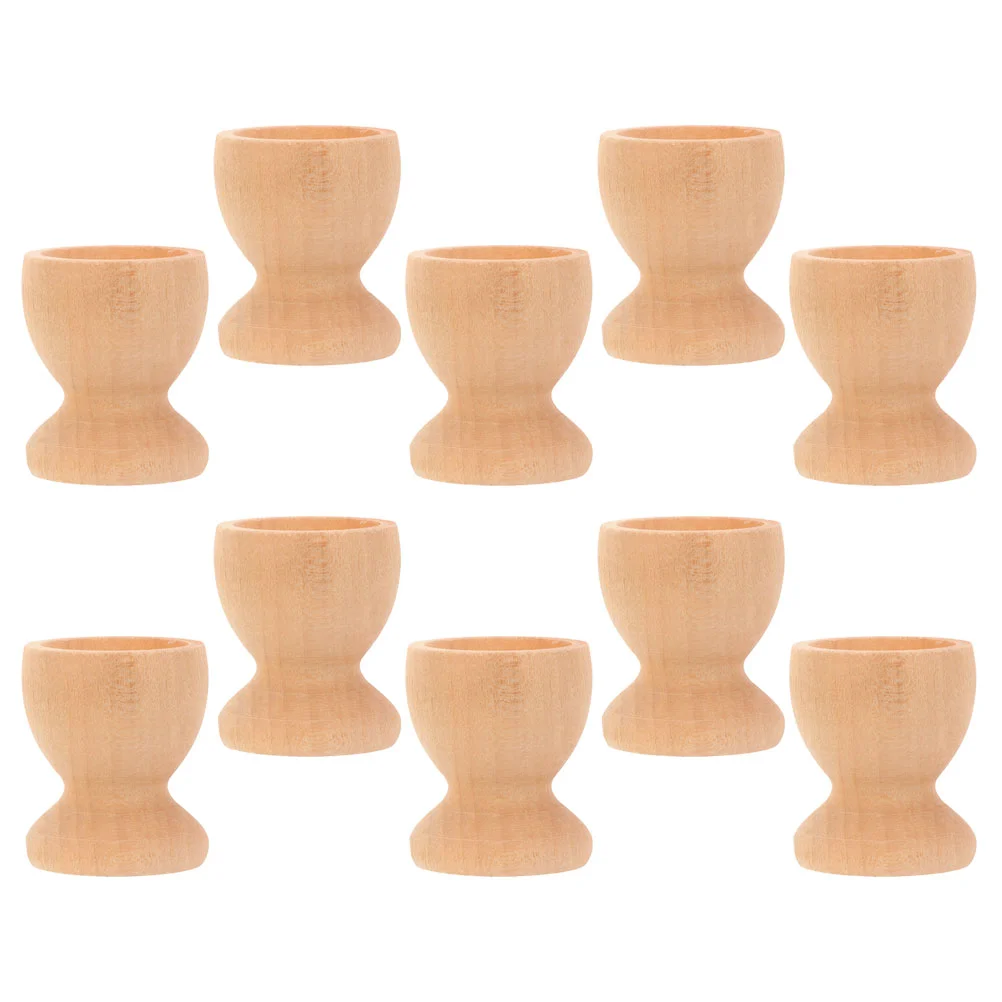 

10 Pcs Toddler Toys Egg Tray Easter Holders Stands DIY Eggs Rack Wooden Cups Children