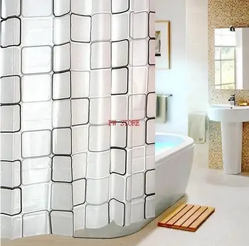 New 180*200cm  Bathroom Curtains Waterproof Shower Curtains with 12pcs Curtain Hooks Rings  Shower Curtain Set