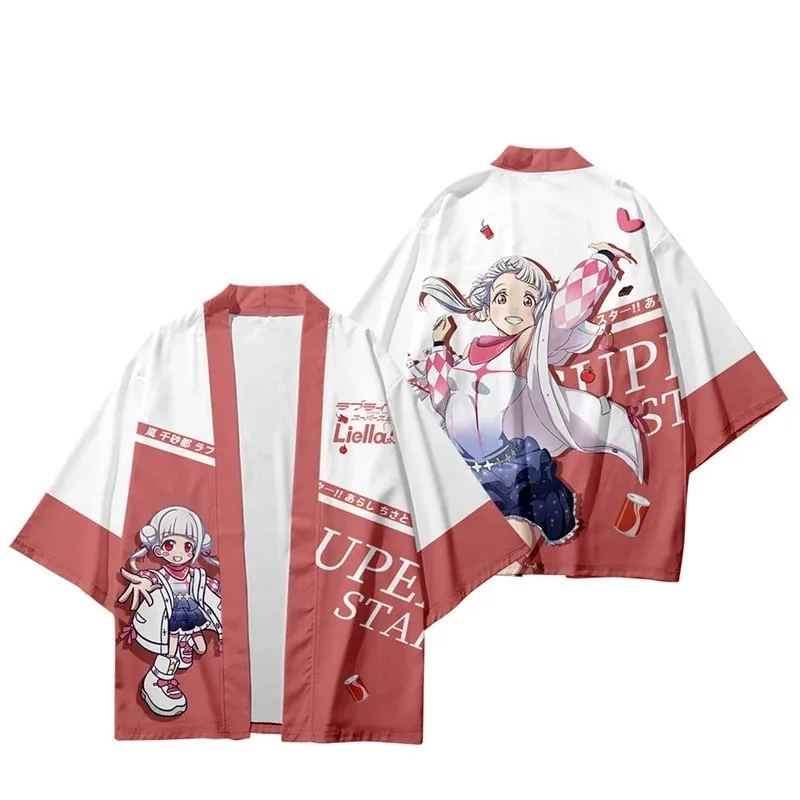 Anime LoveLive! Superstar!! Yukata Men Women Cardigan Loose Blouse Haori Obi Asian Clothes Harajuku Japanese Kimono Shirt