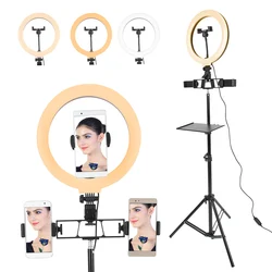 LED Live Stream Light Dimmable Fill Light Stand Flash Selfie Circle Makeup Light with Tripod