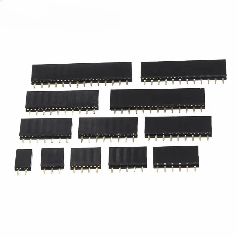 

10PCS Single Row Straight FEMALE PIN HEADER 2.54MM PITCH Strip Connector Socket 1*2/3/4/5/6/7/8/10/12/20/40 PIN FOR arduino PCB