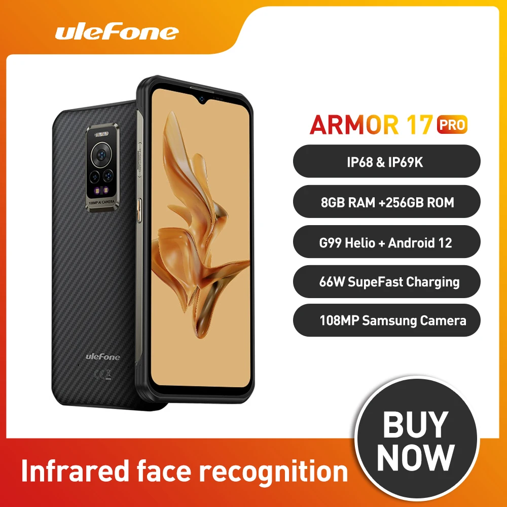 Ulefone Armor 17 Pro Global Version Rugged Smartphone 8GB 256GB Night Vision Helio G99 Mobile Phones 120Hz 108MP Android 12 NFC ulefone power armor 16 pro 9600mah rugged smartphone 4gb 64g android 12 nfc mobile phones global version waterproof phone