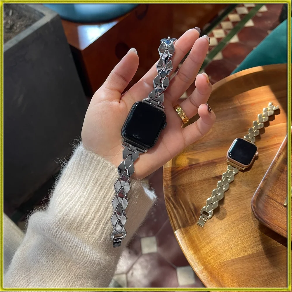 Watch Bracelet Brand New Watch Strap for Apple Watch Small Rhombus Thin Metal Strap Suitable for iwatch7123456