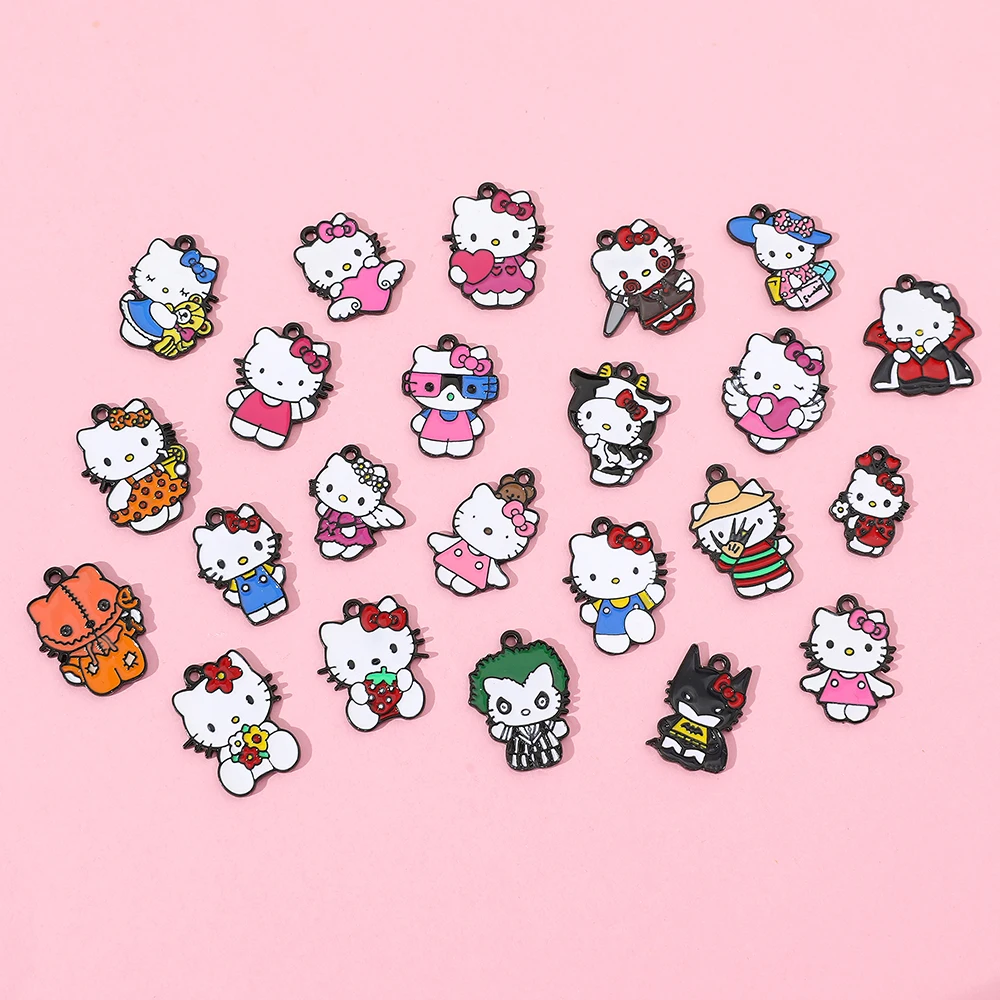 

Delicate KT Cat Charms Beads Sweet DIY Alloy Jewelry Accessories Drip Oil Multicolor Lovely Cat Pendants to Make Jewelry