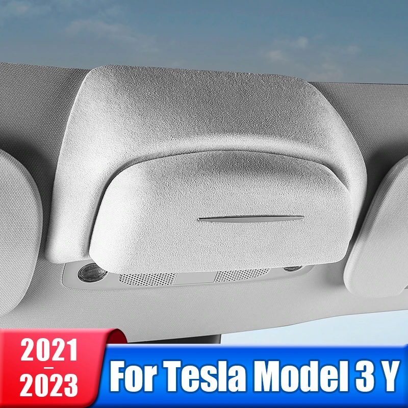 

Dedicated For Tesla Model 3 Y 2021 2022 2023 2024 Car Glasses Holder Case Sunglasses Storage Box Organizer Tray Accessories
