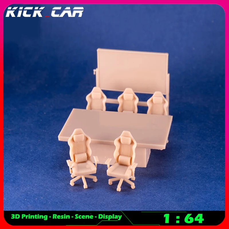 Kickcar 1/64 회의 테이블 세트 모델 자동차 디오라마 무색 수지 차고 장면 수리 도구 장식 시뮬레이션 장면 장난감