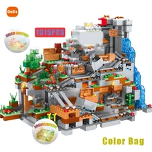 

1315PCS Compatible 21137 Building Blocks Mountain Cave Elevator Village Figures Module Bricks DIY Toys for Children