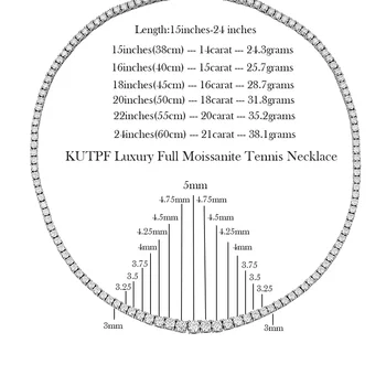 Full Moissanite Tennis Necklace with Certificate 3-5mm Size Gradient Diamond Necklaces for Women 925 Sterling Silver Neck Chain 6