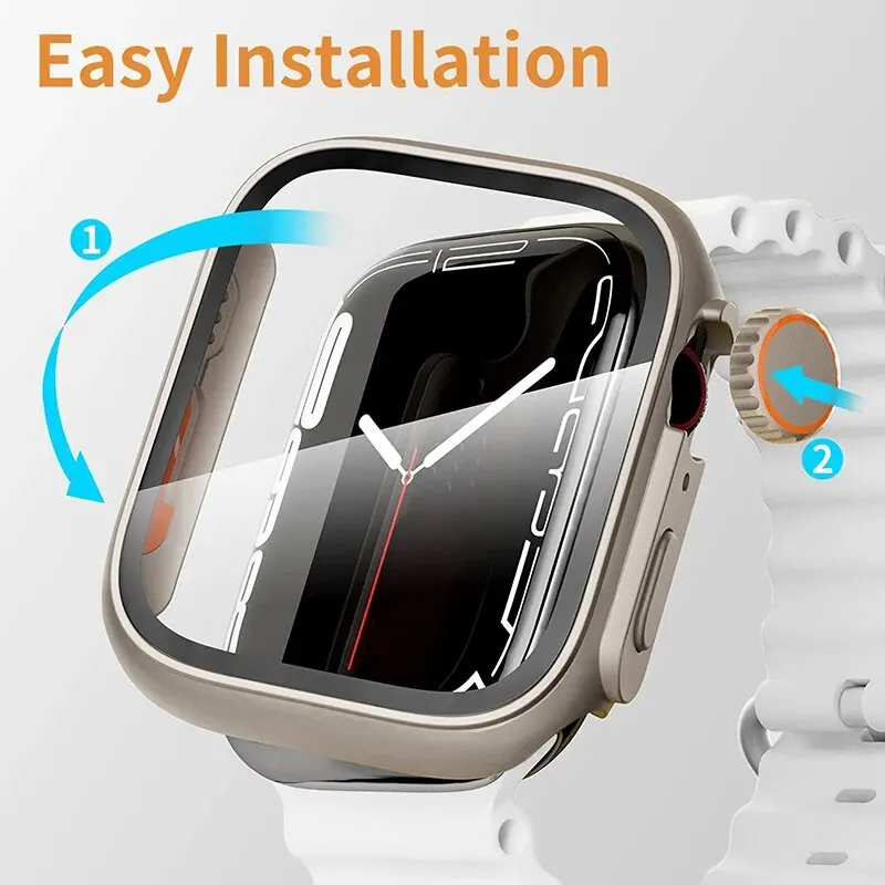 Premium Protective Case with Glass Screen Protector for Apple Watch - 2-Pack Bumper Cover