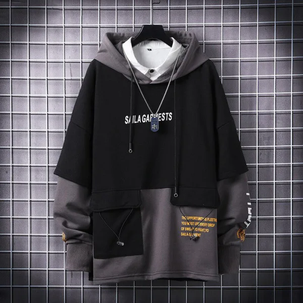 

New Spring Autumn Hoodie Sweater Men Loose Hip-hop Jacket Harbor Wind Tops Hoodies Pullover H24