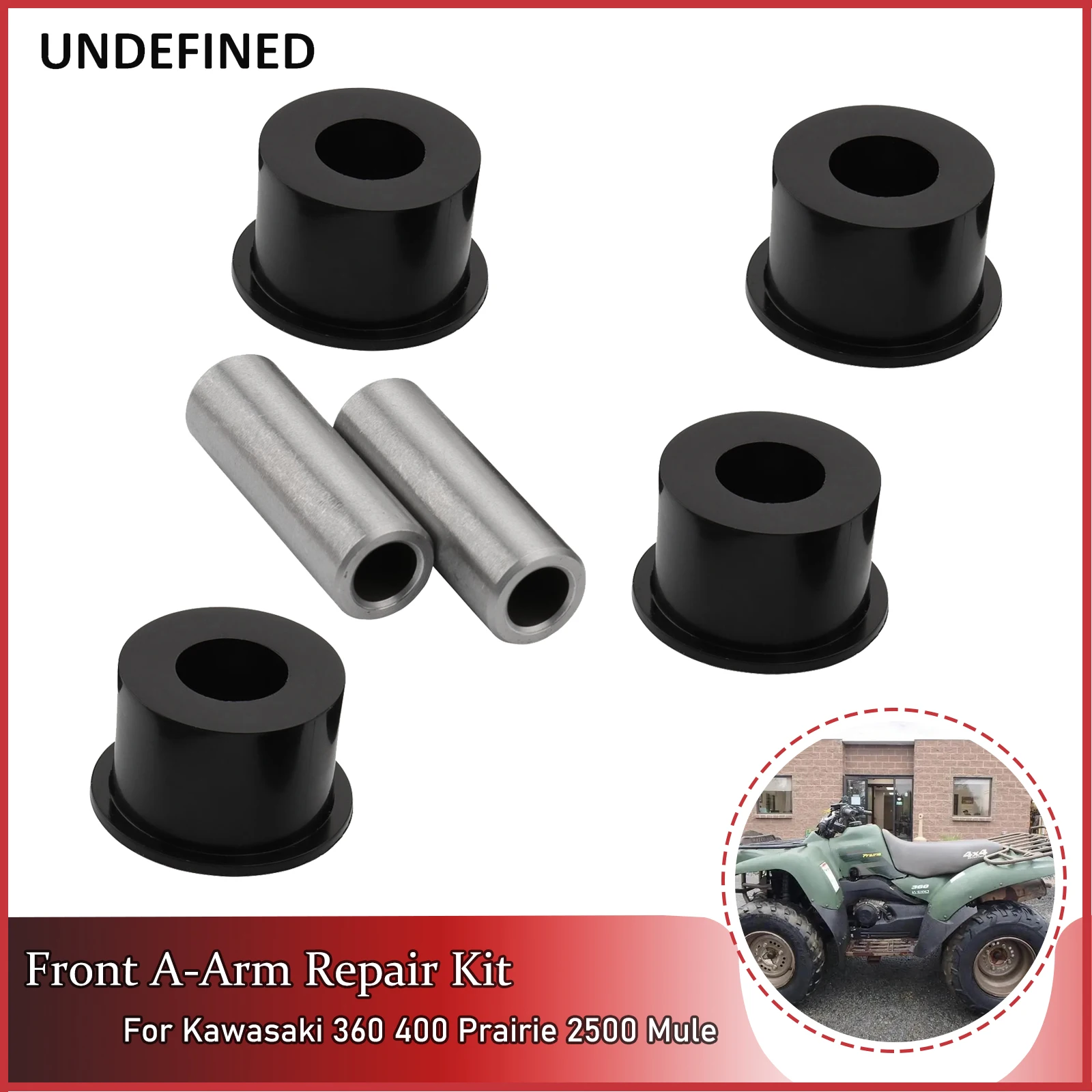 

Front Lower Upper Suspension Control A-Arm Bushing Repair Kit For Kawasaki 300 Bayou 360 400 Prairie 2510 3010 4010 Mule Diesel