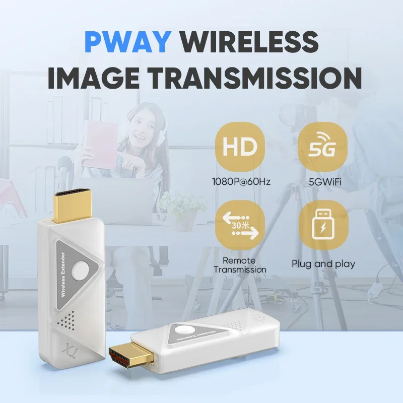 30M 1080P Wireless Transmission Screen Plug and Play Suitable for Live Broadcast and Conference Screen Projection HDMI1.3