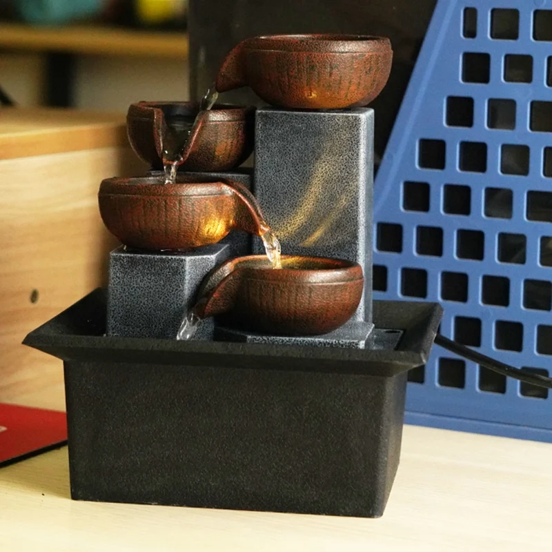 탁상 분수 장식품 홈 원예 장식 Rockery 물 분수 공예 선물 데스크탑 장식 EU 플러그