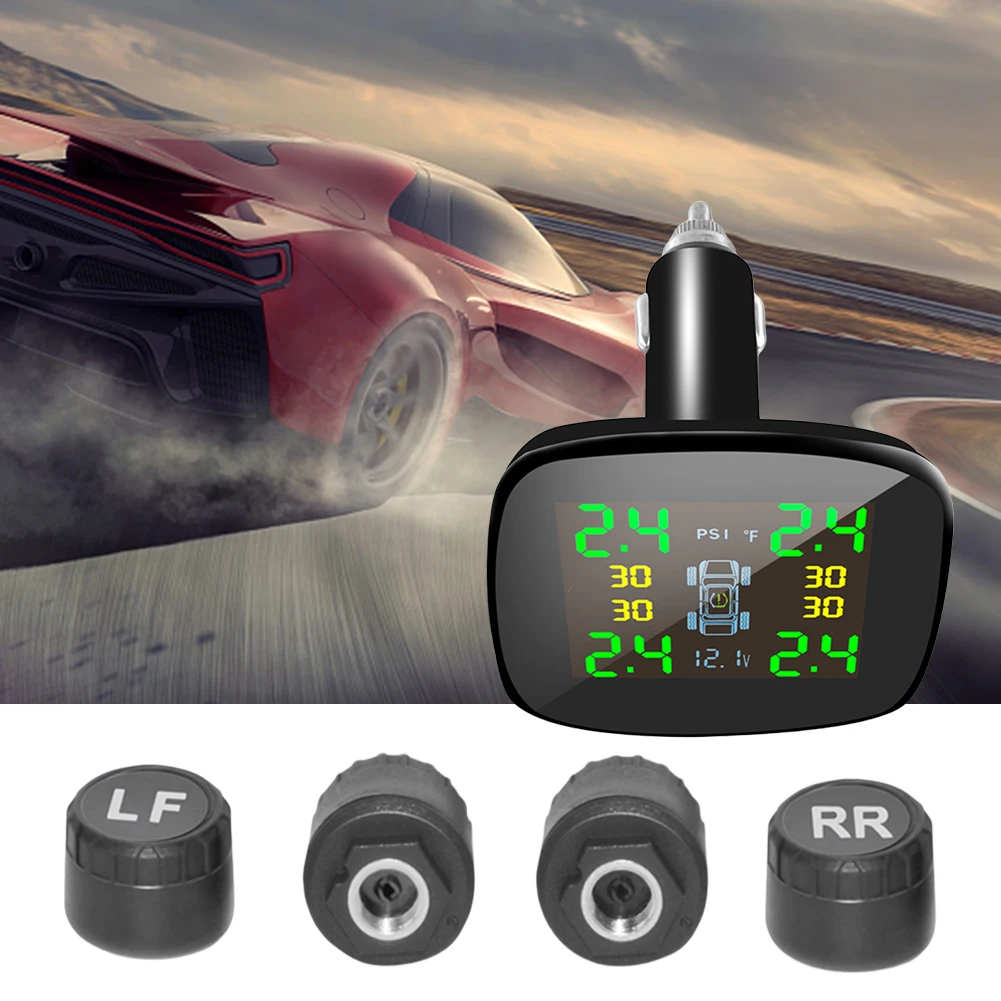 Tire Pressure Monitoring System with 4 Sensors Tire Pressure Monitor System Universal TPMS for Car SUV Sedan