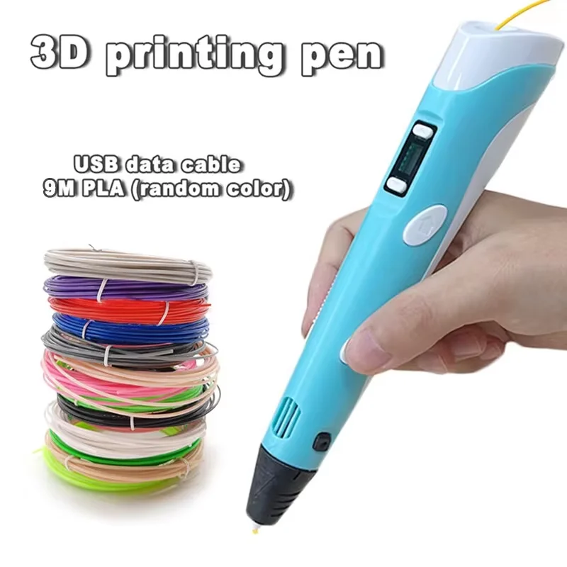 Stylo d'impression électronique 3D avec consommables PLA 9M, outil de Graffiti 3D haute température, jouet Intelligent, cadeau de noël et d'anniversaire