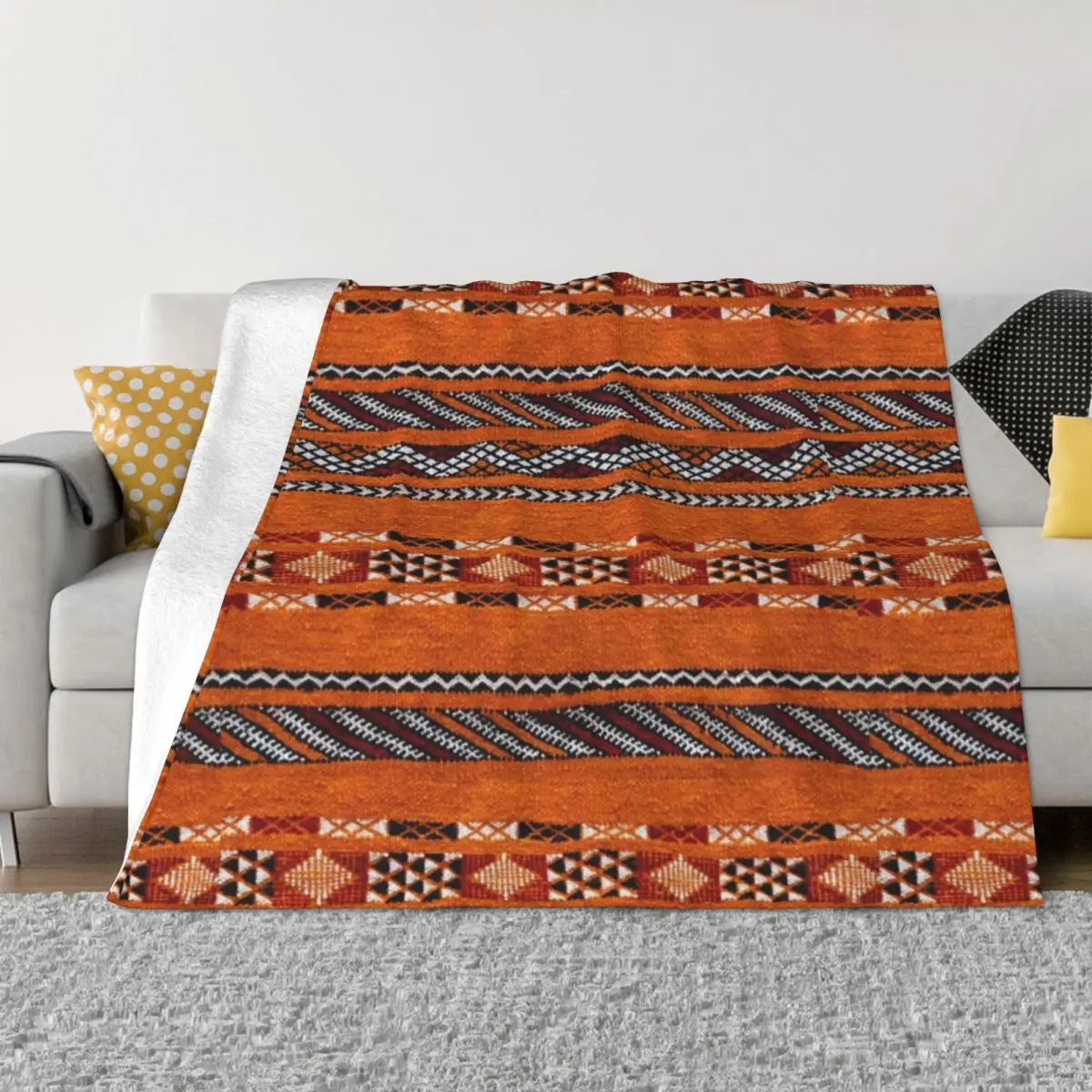 

Orange Vintage Moroccan Pattern Throw Blanket Giant Sofa Sofa Quilt Summer Blankets