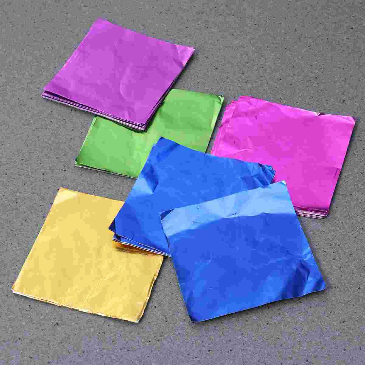 

5 Packs Metallic Foil Paper Sheets Aluminium Foil Leaf Sheets for Gilding Crafting Chocolate Candy Gift Wrapping 8cm