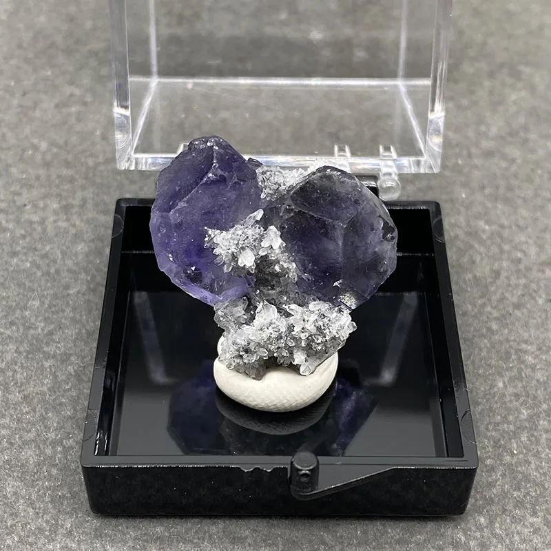 100% natural Tanzanite blue fluorite symbiotic raw stone mineral specimen healing crystal gem collection+ Box size:35*35*35mm