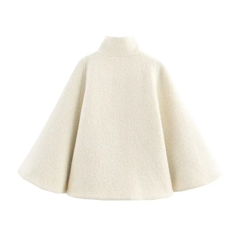 Winter 2024 Women's Wool Blend Loose Fit Stand Collar Cloak Coat New Arrival Versatile ort Outerwear Faionable Ladies' Cl...