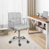 Home Office Desk Chair With Armrest And Wheels, Modern Pu Leather Mid-Back Office Task Chair, Height Adjustable Swivel Computer 2