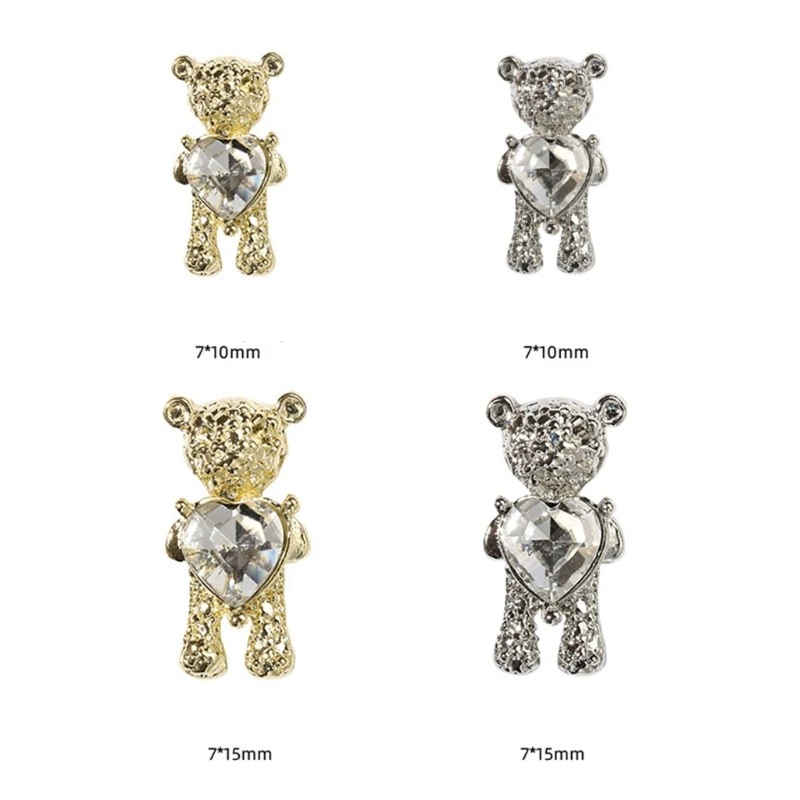 

Shiny Bear 3D Art Decorations with Heart Luxury for Rhinestone Manicure Tool DIY Accessories for Salon Home Use