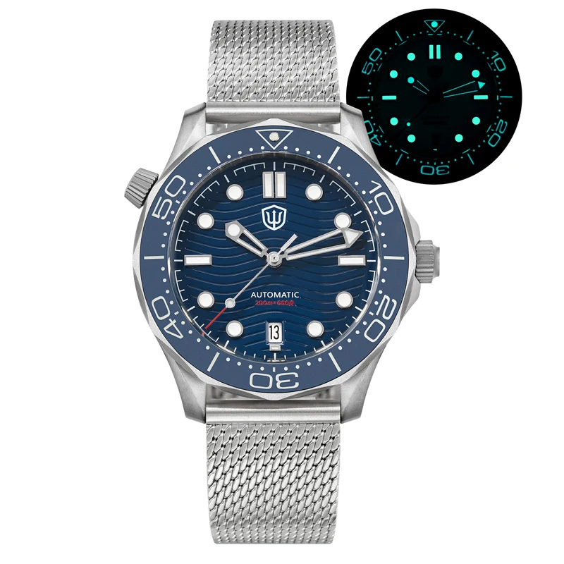Titanium Watch NTTD NH35 Automatic Movement 42mm Men Dive Watch Domed Sapphire C3 luminous 200M Waterproof