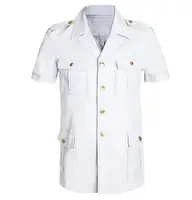 Chinese Navy Uniform Shirt Summer Official Blouse White Tops Vintage Thin 1