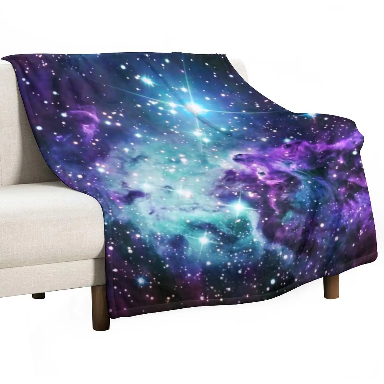 

Fox Fur Nebula Teal Turquoise Purple Throw Blanket Blanket Sofa Multi-Purpose