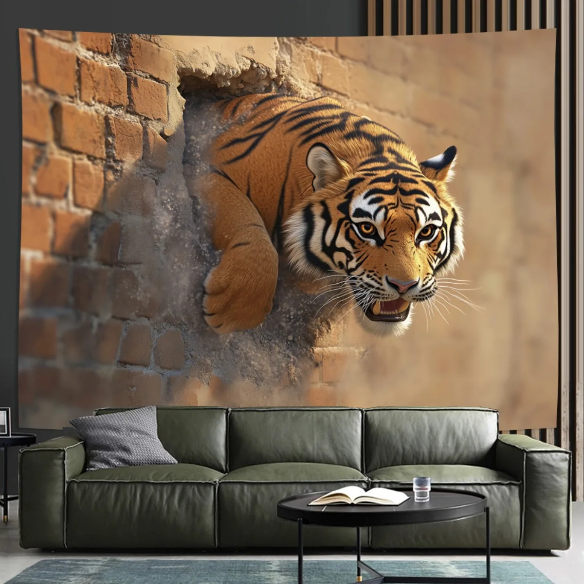 Schockierende Tiger-Wandkunst – ein lebendiger Hintergrundstoff für Schlafzimmer- und Partydekorationen, Wanddekoration für den Raum – Detail 9