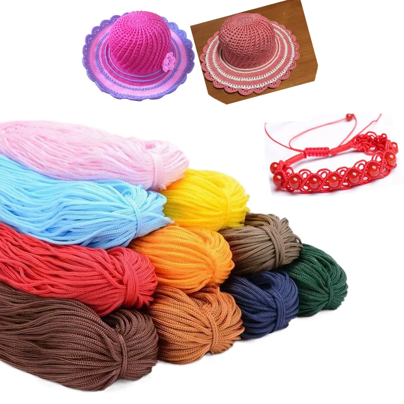 

200m 3mm Color Nylon Cord Thread Crochet Hollow Line Macrame DIY Hand-Woven For Mats Hat Bracelet Braided Handicrafts Shoes