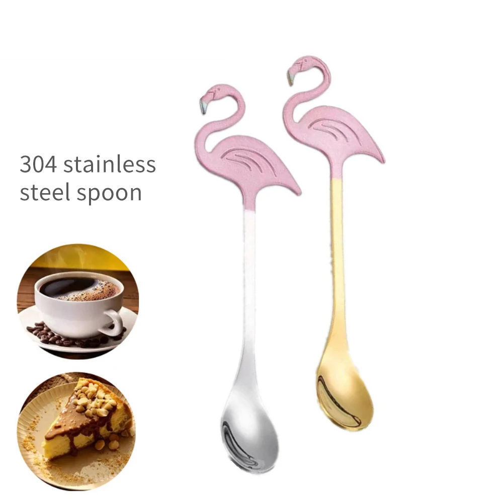 Creative Flamingo Coffee Spoon Stainless Steel Cake Jelly Dessert Ice Cream Scoop Tea Soup Stirring Spoon Tableware New