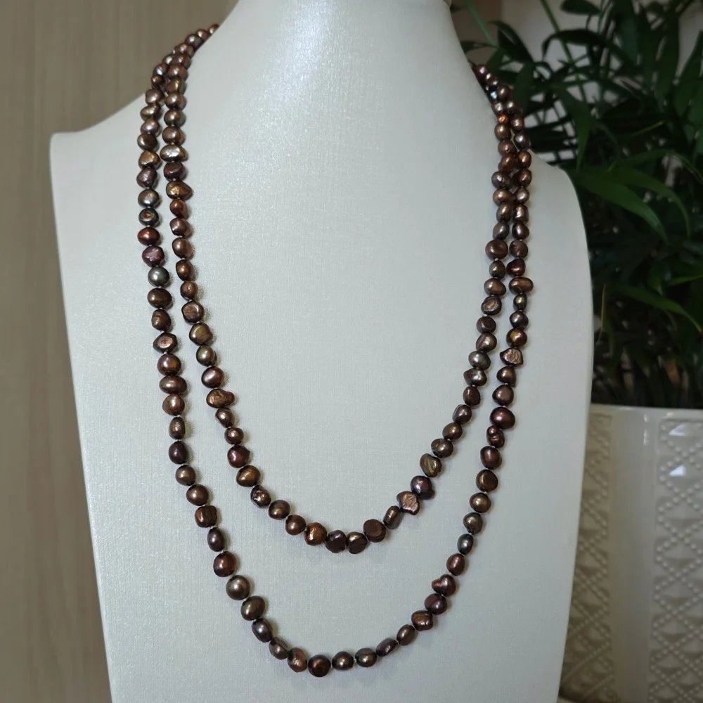 Collana Di Perle Nere Baroque D'Acqua Dolce 8-9mm - 18 Pollici - Naturale, Non Trattato