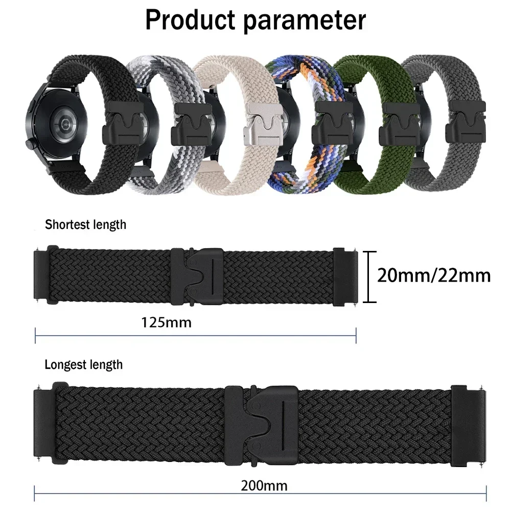 Sporty Nylon Watch Strap - Adjustable 20mm/22mm, Vibrant and Durable