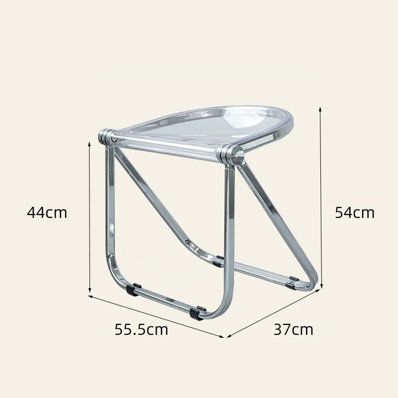 Transparent Metal Foldable Chair Acrylic Stackable Clear Stool For Household Leisure Dining Chair Bedroom Living Room Supplies