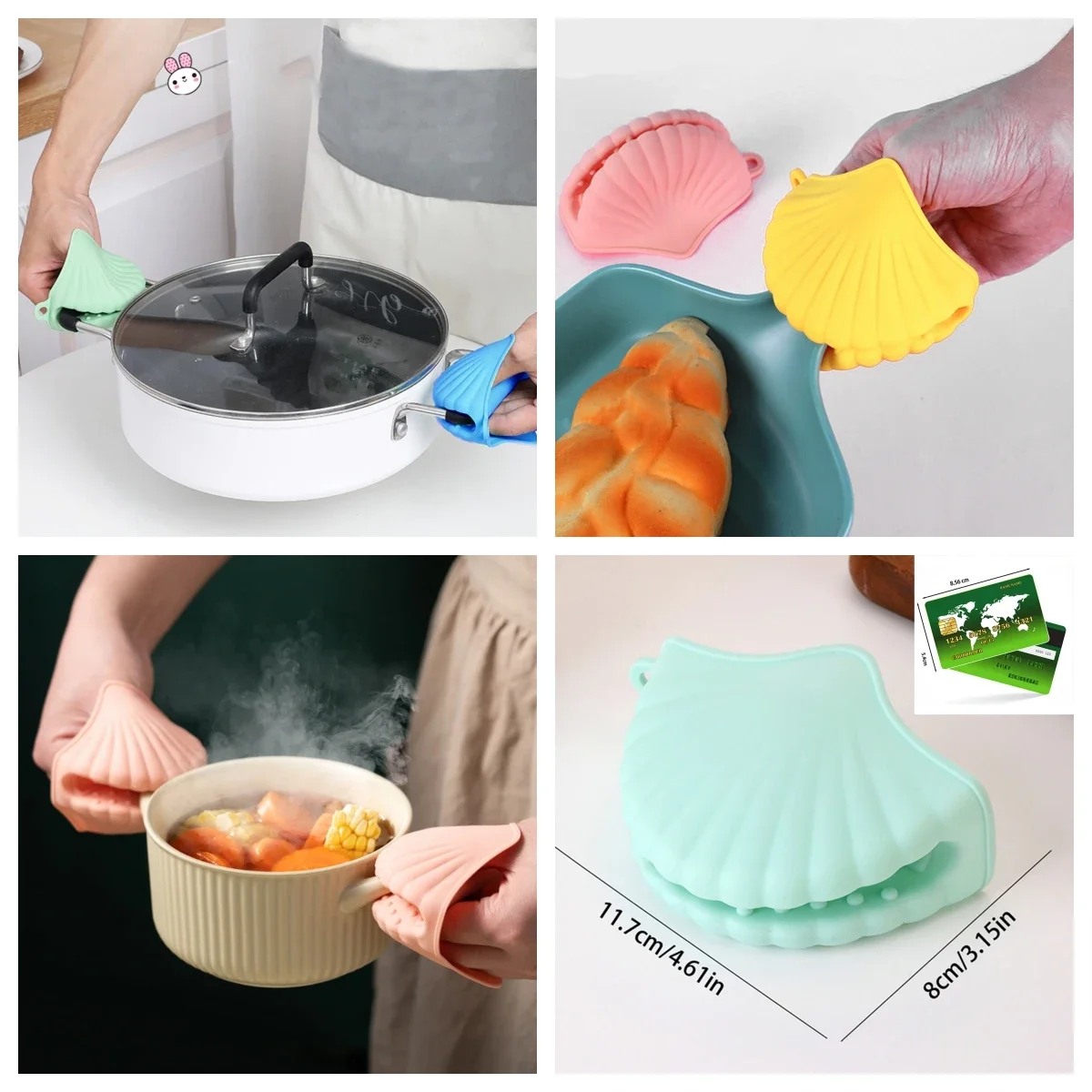 2pcs Silicone Oven Mitts Creative Bow Shape Oven Gloves Heat Resistant Pot Holders Cooking Mini Gloves Kitchen Tool