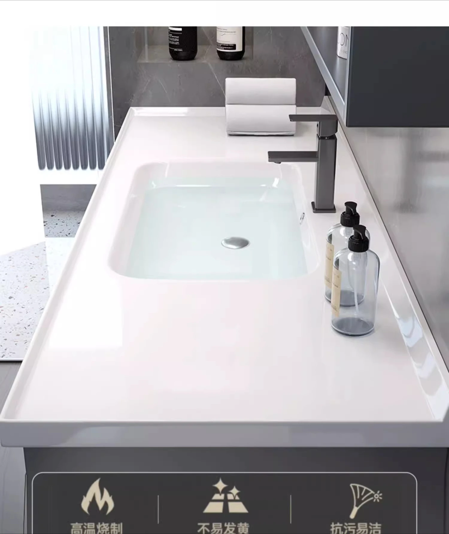 ceramic integrated basin smart bathroom washbasin bathroom Chinese cabinet combination oak