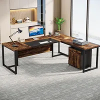 70.8-Inch Executive Desk with File Cabinet, Large L Shaped Computer Desk with Storage Cabinet, L Shaped Desk with Drawer Cabinet 1