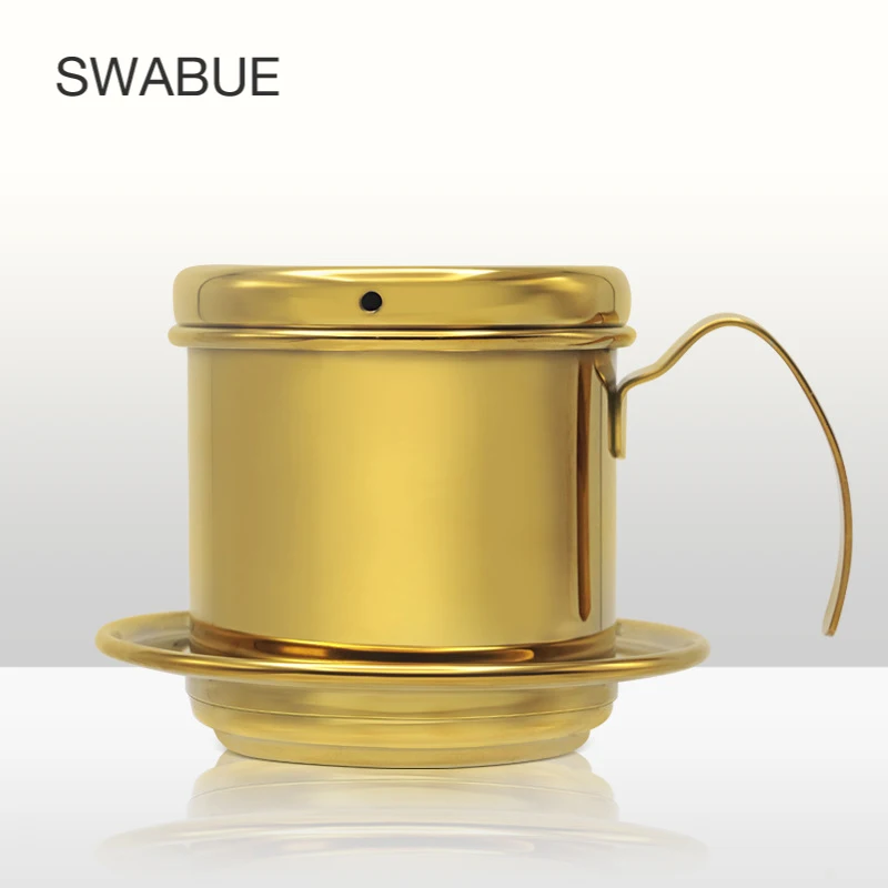 

Swabue Europe Style 304 Stainless Steel Household Reusable Filter Brewing Coffee Tea Pot Cold Percolator Protable with Handle