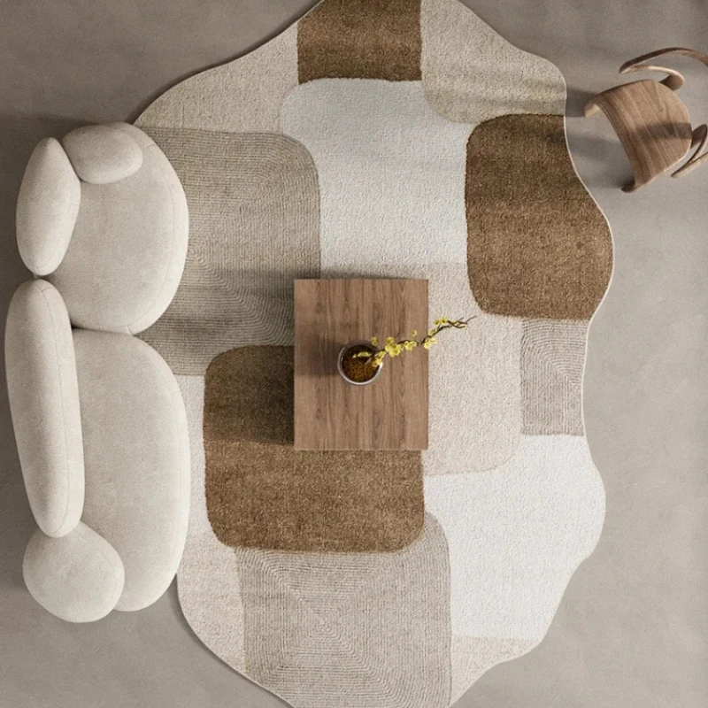 Retro Irregular Living Room Large Area Carpet Geometric Pattern Bedroom Carpet Brown Home Rug Creative Design Minimalist Rugs IG 5