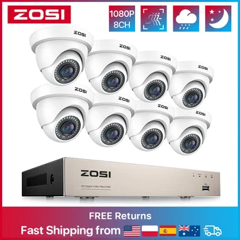 ZOSI 1080P TVI CCTV System 8CH Network TVI DVR 8PCS 2MP Weatherproof Home Security Camera System Wired Surveillance DVR Kit 1