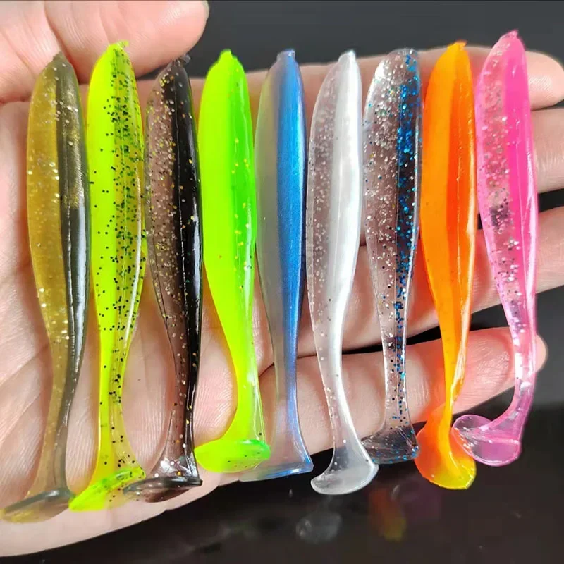 Soft Lures Bait 55mm 63mm 70mm 90mm Tail Jigging Wobblers Fishing Lure Tackle Bass Pike Aritificial Silicone Swimbait 10pcs fishing lure carp fishing bait