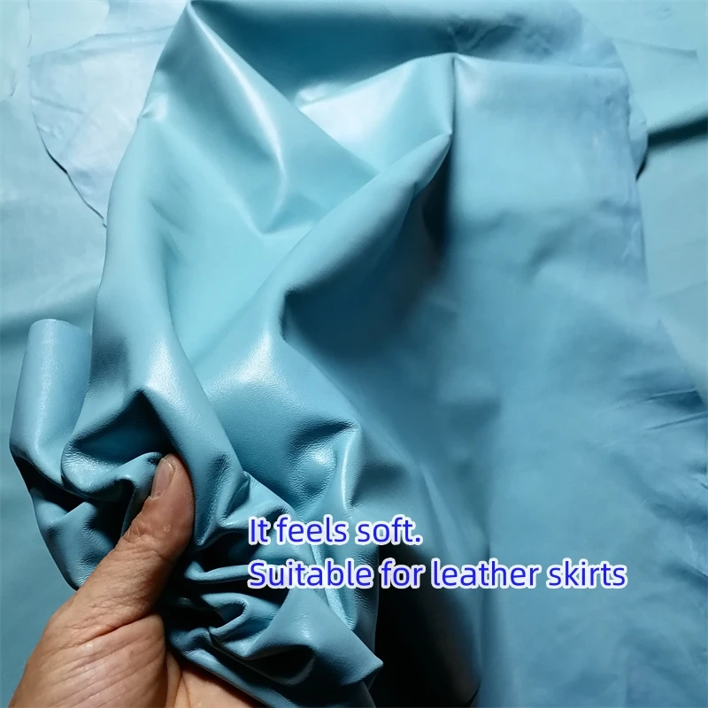 Sky Blue Genuine Sheepskin Leather Fabric - 0.6mm Premium Material