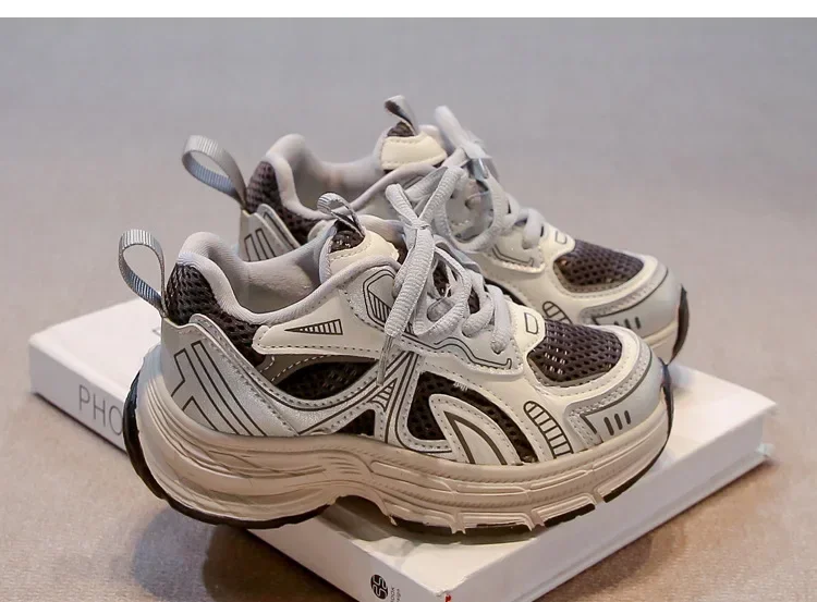 Kinder Sportschuhe Mesh Atmungsaktive Jungen Mädchen Laufschuhe Haken & Schleife 2025, Neue Mode Kinder Turnschuhe Dicke Weiche Sohle Trendy – Detail 9